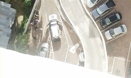 The balcony from where the tourist jumped from.